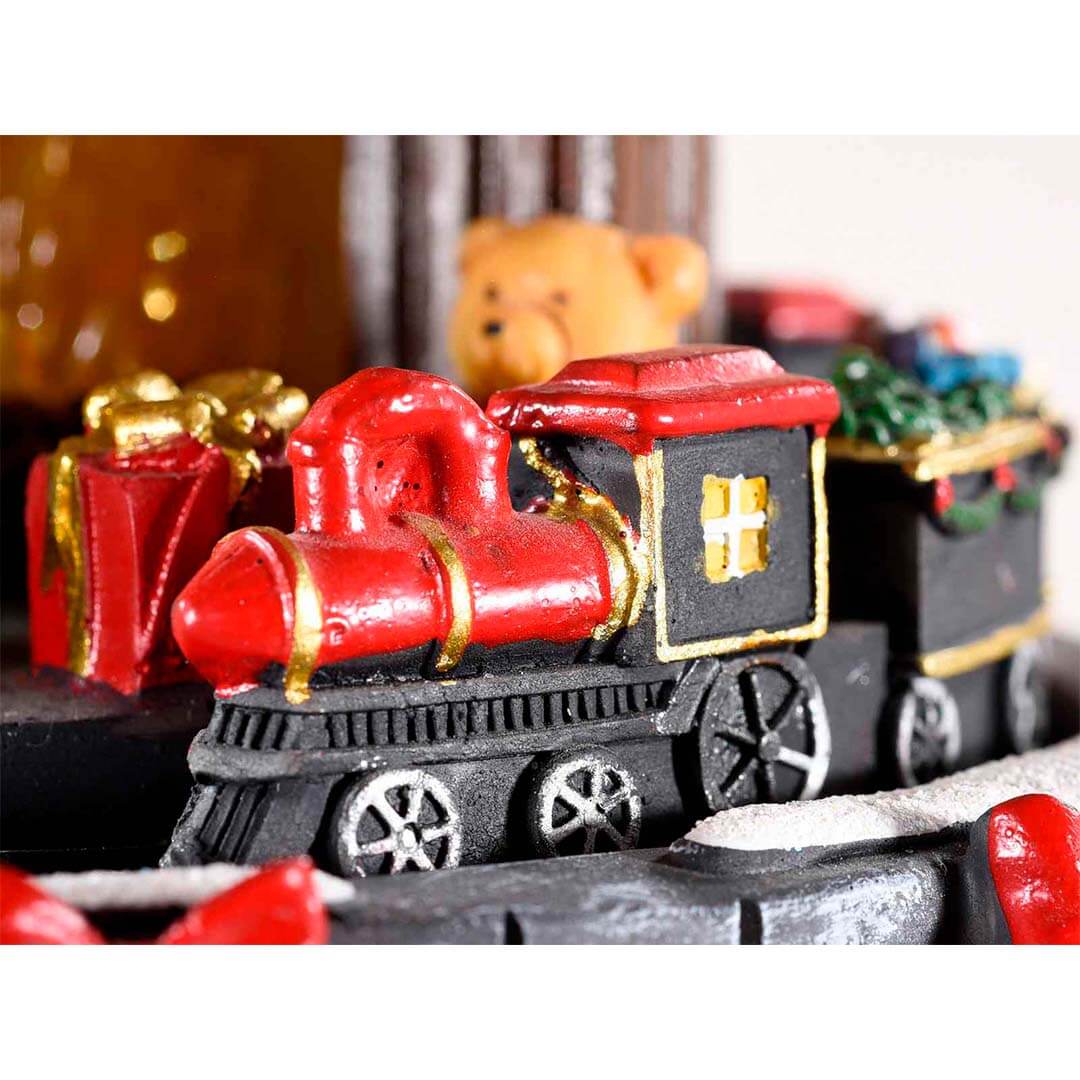 Caja de música de Papá Noel con tren en movimiento